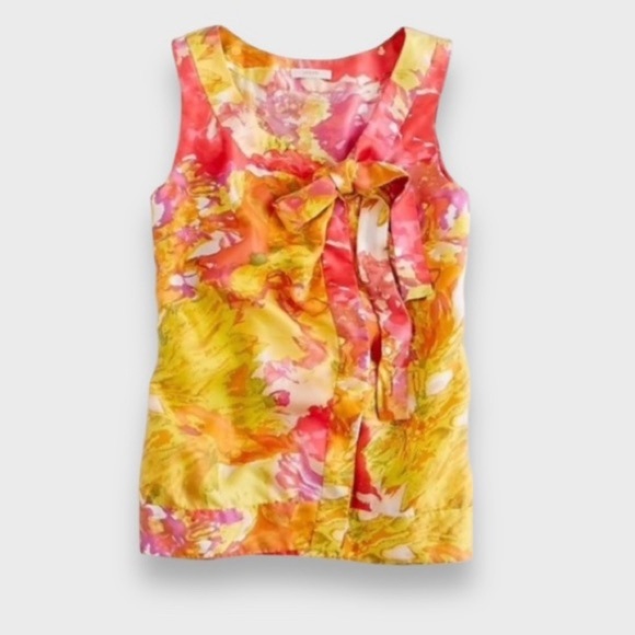J. CREW Silk Sleeveless Watercolor Blouse - Picture 1 of 10